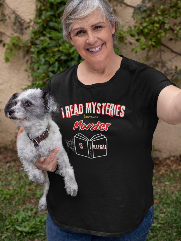 "I Read Mysteries" Black T-Shirt - Image 3